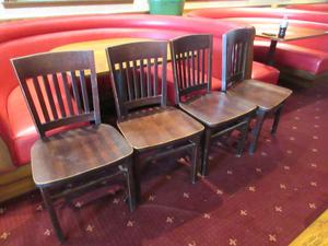 (4) Brown Wood Dining Chairs (All Show Wear) 