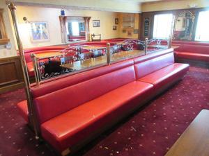 Commercial Double-Sided Booth Seating with Glass Sneeze-Guard - Approx. 15&#39; Wide 