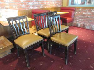 (4) Wood with Padded Upholstered Seat Dining Chairs (All Show Wear) 