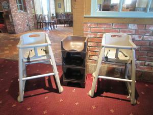 (2) Plastic High Chairs and (3) Boosters 