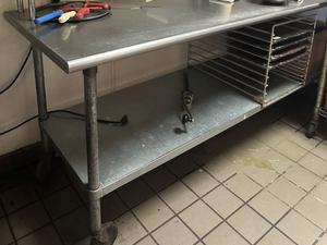 Commercial Stainless Steel Prep Table on Casters (Contents NOT Included)