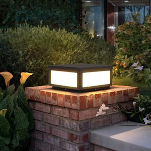 Outdoor Modern Post Light, MVBT LED Fence Deck Cap Light Lantern Column Lamp for Flat Surface Patio Garden Decoration with IP54 Waterproof E26 Bulb (High Voltage Wired) (retail price 90, New)