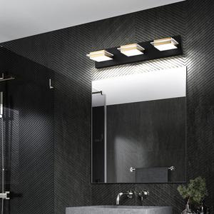 AMARTIZ Bathroom Vanity Light Fixtures 3 Lights Dimmable LED Wall Sconce with Matte Black Finish Gold Metal Lampshade White Light 6000K, New