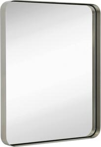 Hamilton Hills Contemporary Brushed Metal Wall Mirror | Glass Panel Silver Framed Rounded Corner Deep Set Design | Mirrored Rectangle Hangs Horizontal or Vertical (22&#34; x 30&#34;) (Retail Price $119), (New)
