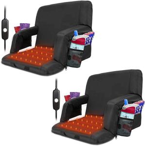 Blufree Extra Wide Heated Stadium Seat, Foldable Portable Bleacher Chair, 6 Reclinng Positions Back and Arm Support Thick Cushion for Outdoors Picnic Camping &#38; Sports. (Not Include USB Power Bank) New, (Retail Price $100)