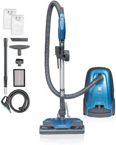 Kenmore BC3005 Pet Friendly Lightweight Bagged Canister Vacuum Cleaner with Extended Telescoping Wand, HEPA, 2 Motors, Retractable Cord, and 4 Cleaning Tools, Blue New, (Retail Price $280)