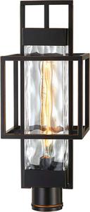 MOTINI Outdoor Post Light Fixture Modern Exterior Post Lantern Pole Pillar Lamp in Oil Rubbed Bronze Finish with Clear Water Glass Shade, Bulb Included New, (Retail Price $150)