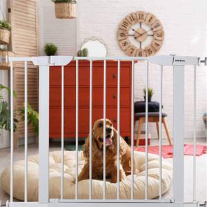 MTB Home Walk Thru Pet Gate, Multiple Sizes, Includes Extension Kit, 4 Pack Pressure Mount Kit, 4 Pack Wall Cups and Mounting Kit (1 Gate Set), White New