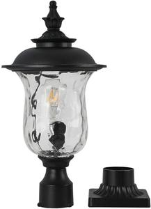 DALKSDCI Outdoor Post Light E26 Exterior Pillar Light with 3-Inch Pier Mount Base Waterproof Outdoor Pier Lantern Black with Water Glass Shade Outside House Light for Patio Garden, Porch and Backyard, New, (Retail Price $130)