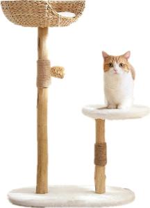 Cat Tree for Indoor Cats, Minimalist Wooden Cat Tower for Large Cat, Small Sturdy Cat Tree for Big Cats, Modern Luxury Cat Condo for Big Cats, Luxury Cat Activity Tree with Scratching Post, New (Retail Price $175)