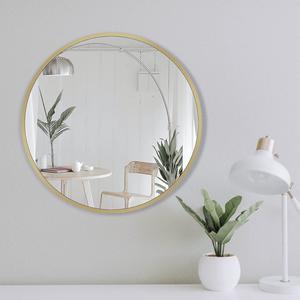 JENBELY 24 Inch Round Gold Bathroom Mirror, Wall Circle Vanity Mirror with Premium Brushed Gold Metal Frame for Entryways, Washrooms, Living Rooms, New, (Retail Price $85)