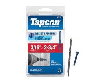 Tapcon Hex-Washer-Head Concrete Anchors, 75-Qty, 3/16 in. x 2-3/4 in.