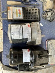 1LPP4A Dayton AC motor, 2H616B Dayton Gear Motor and 6/12 Volt Battery Tester  