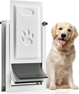 ($119.99)  Dog Door for Door, 2 Flaps Doggie Door with Insulation for Interior and Exterior Doors, Heavy Duty Doggy Door and Pet Door, Aluminum Frame and Metal Panel with Lock, Pet Door for Large Dogs,New