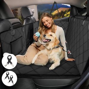 ($115.99)  Back Seat Extender for Dogs, Dog Car Seat Cover for Back Seat Supports 400lbs, Hard Bottom Backseat Extender for Dogs, Waterproof Dog Hammock for Car, SUV, Truck Black,New
