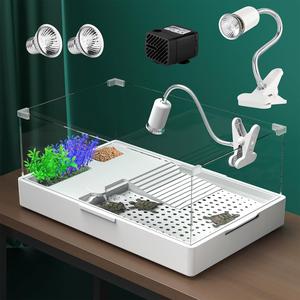 ($49.99)  Geegoods Turtle Tank Aquarium with Light,Reptile Tank with Light and Water Pump,Turtle Aquarium Terrapin Lake with Platform Plants Tank for Pet Turtle Reptile Habitat&#65288;15.7&#39;&#39;x11.8&#39;&#39;x10&#39;&#39;&#65289;,New