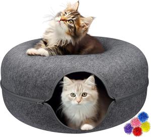 MAMI&BABI Cat Cave for Indoor Cats, Cat Donut Cat Tunnel Bed, Scratch Resistant Cat Toys for Medium Cats up to 9 lbs,New