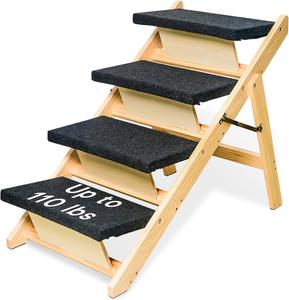 ($99.99)  2-in-1 Dog Stairs/Dog Ramp with 4 Steps, Foldable Dog Stairs for High Beds Cars Couch, Durable Wooden Pet Stairs for Small Medium Large Dogs, No Assembly Required,New