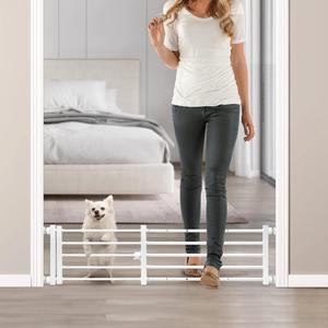 Malier Metal Dog Gate with Door, 26&#34;-41&#34; Width Expandable Dog Gate Short Pet Gate for Stairs and Doorways, Pressure Mount Step Over Indoor Dog Gates for Small Dogs Puppy (White, S (10&#39;&#39; H)),New