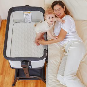 ($189.99)  BabyBond Baby Bassinet, 3 in 1 Infant &#38; Toddler Cradle with Soft Waterproof Mattress and Skin-Friendly &#38; Breathable Sheet, 6 Height Adjustable, Easy to Assemble Bedside Crib Sleeper, Black+grey (Y08),New