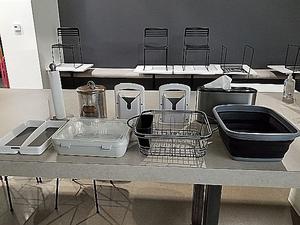 Group of Kitchenware Including, Food Basket, Pop-Up Dishwashing Bin, Bagel Slicers, &#38; More