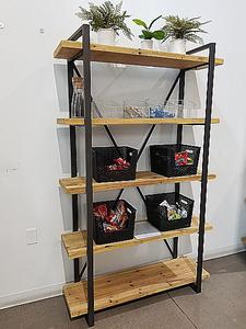 Metal Framed 5-Tier Storage Rack with Wood Shelves, 47&#34; x 14.5&#34; x 78&#34;H