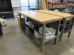 U-Line Butcher Block Adjustable Height Workbench - 72&#34; x 30&#34; x 37.5&#34; (Contents Sold Separate) 