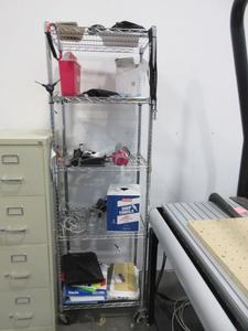 Chrome Commercial Rolling Rack Includes Assorted Contents - 23.5&#34; x 17.75&#34; x 76&#34; 