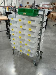 U-Line Double-Sided Mobile Bin Organizer with Bins 