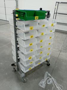 U-Line Double-Sided Mobile Bin Organizer with Bins 