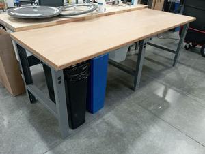 Global Industries Wood Top Adjustable Height Workbench - 96&#34; x 36&#34; x 34&#34; 