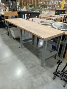 Global Industries Wood Top Adjustable Height Workbench - 96&#34; x 30&#34; x 36&#34; 