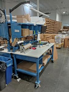Rolling Shop Workbench with Top Storage, Overhead Lighting and Fan - 72&#34; x 36&#34; x 38&#34; 