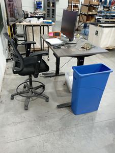 Ergonomic Sit-to-Stand Desk Includes Rolling Office Chair with Footrest and U-Line Recycle Slim Bin - 48&#34; x 30&#34; x 38&#34; 