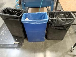(3) U-Line Waste Bins - (2) Black and (1) Blue 