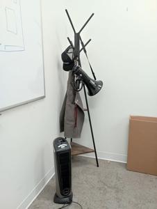 Coat Rack Includes Pyle Bull Horn, Oscillating Heater, Apron and Hat 