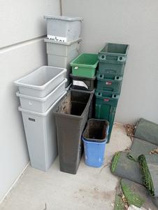 Group of Mixed Plastic Slim Waste Cans 