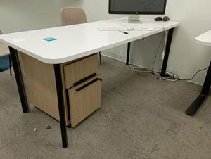 White Top Desk with Cabinet - 72&#34; x 30&#34; x 29&#34; 