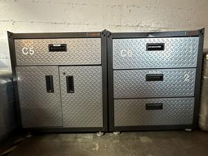 (2) Gladiator Diamond Plate Storage Cabinets 