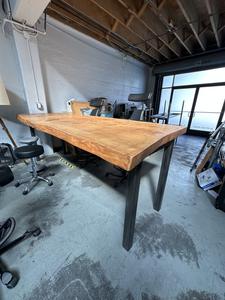 Live Edge Conference Table on Metal Base 