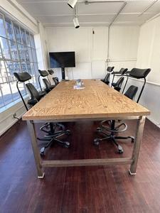 Large Wood Top Conference Table on Metal Base (Chairs Sold Separate) 