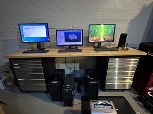 Wood Top Workbench with Metal &#38; Stainless Steel Drawer Supports (Electronics Not Included) 
