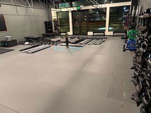 Rubber Gym Floor 42FT x 29FT Each Floor Tile is  78.5&#34;x39&#34; (Missing 6 Pieces/Must Pick Up on Last Day of Loadout) 