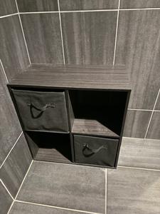 Laminate Cubby Cabinet with Two Canvas Bins 24&#34;x12&#34;x24&#34;