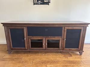 Solid Wood 4-Door Media Console with Furniture First Aid Kit 