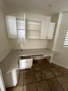 Built-in Office Desk with Overhead Cabinets