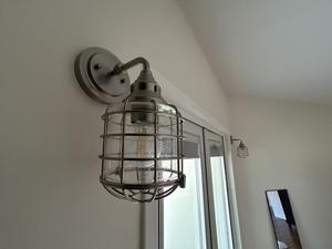 (2) Industrial Brushed Nickel Light Fixtures 