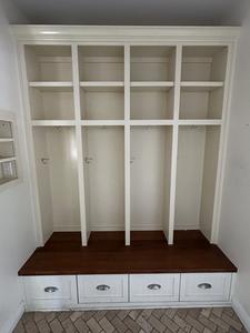 Complete 3-Drawer/4-Cubby Mud Closet with Coat Hangers 