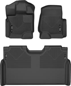 ($153.43) New - Husky Liners - Weatherbeater | Fits 2015 - 2024 Ford F-150 SuperCrew (includes 22 - 24 Lightning Models) w/o Fold Flat Storage - Front &#38; 2nd Row Liner - Black, 3 pcs. | 94041