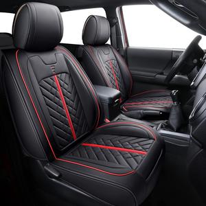 ($199.99) New - Tomatoman Toyota Tacoma Seat Covers 2005-2022 2023 2024 2025 Truck Access Crew Double Extended Cab TRD Sport Offroad Limited SR5 V6 Truck Airbag Compatible Car Cushions(Full Set/Black-Red)